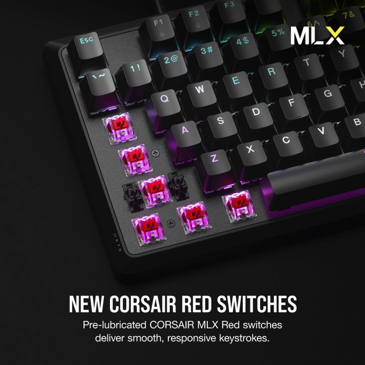 Геймърска механична клавиатура CORSAIR K70 Core RGB Corsair MLX Red Switch, Black - CH-910971E-NA - 4