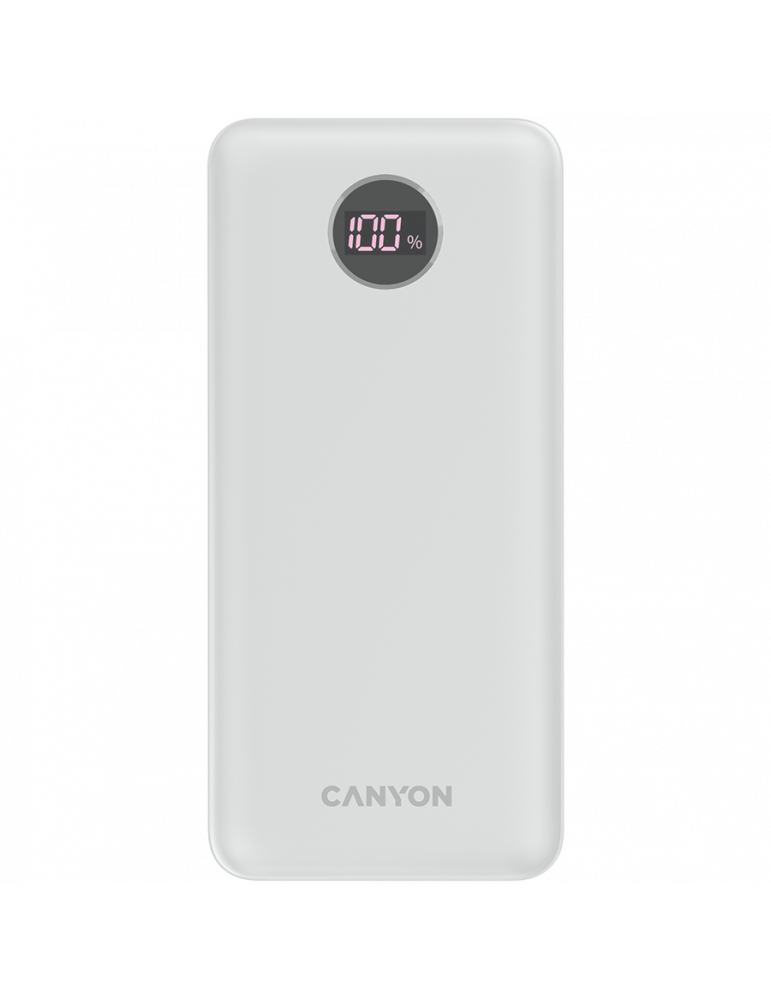 Външна батерия Canyon PB-2002 Power bank 20000mAh Li-poly battery, бял- CNE-CPB2002W