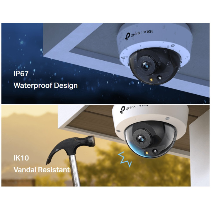 Мрежова камера TP-Link VIGI C250, 5MP, 4mm, куполна, външен монтаж, PoE - VIGI C250(4mm) - 11