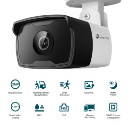 Външна IR булет мрежова камера TP-Link VIGI C320I, 2MP, PoE 802.3af/at, H.265+ - VIGI C320I(6mm) - 1