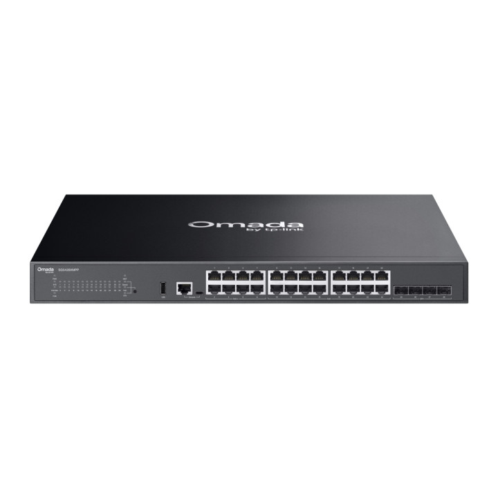 Мрежов комутатор TP-LINK Omada SG5428XMPP, 24-портов Gigabit PoE++, 4× 10G слота, L3 управляем - 1