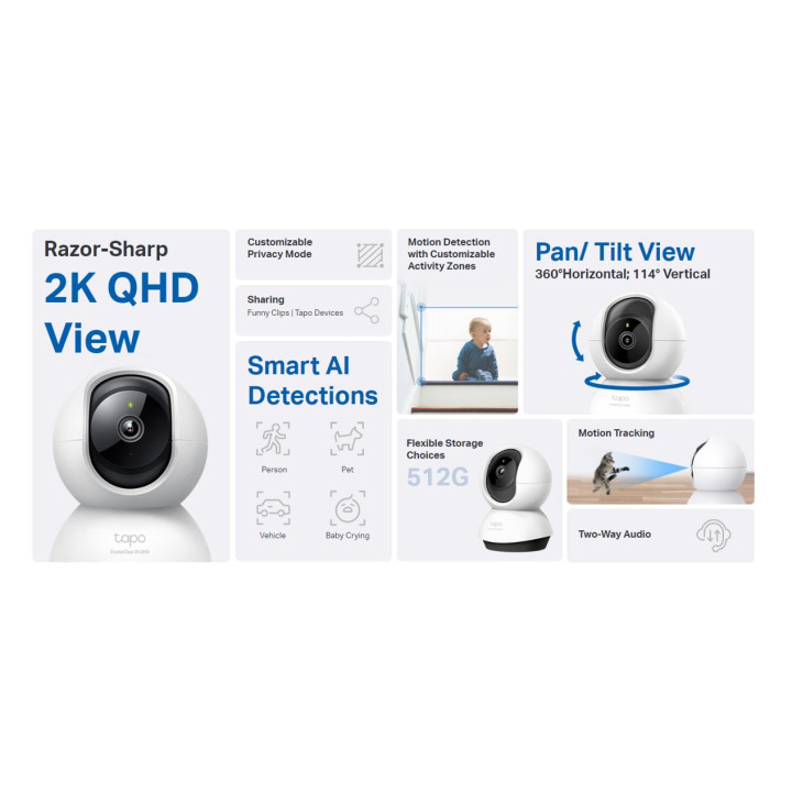 Wi-Fi камера за наблюдение TP-Link Tapo C220, 2.4 GHz, F/2.4 4mm, 15fps, вътрешен монтаж - 9