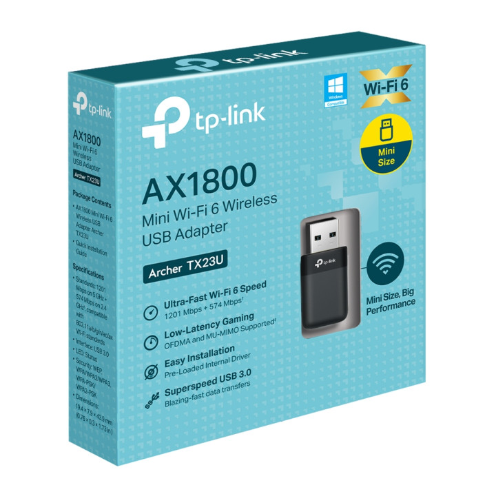 Безжичен USB адаптер TP-Link Archer TX23U, Wi-Fi 6 AX1800 - 8