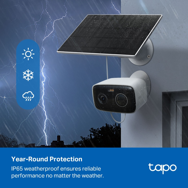 Интелигентна безжична охранителна камера TP-Link Tapo C400 KIT, 1080P 2MP, Слънчев панел, IP65 - 7