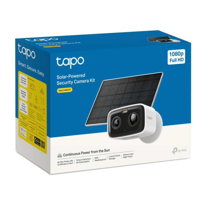 Интелигентна безжична охранителна камера TP-Link Tapo C400 KIT, 1080P 2MP, Слънчев панел, IP65 - 11