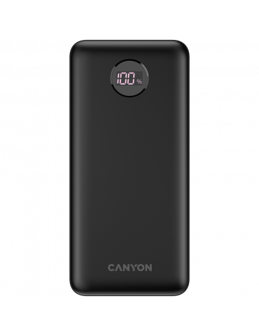 Външна батерия Canyon PB-2002 Power bank 20000mAh Li-poly battery, cable Type C, Black - CNE-CPB2002B