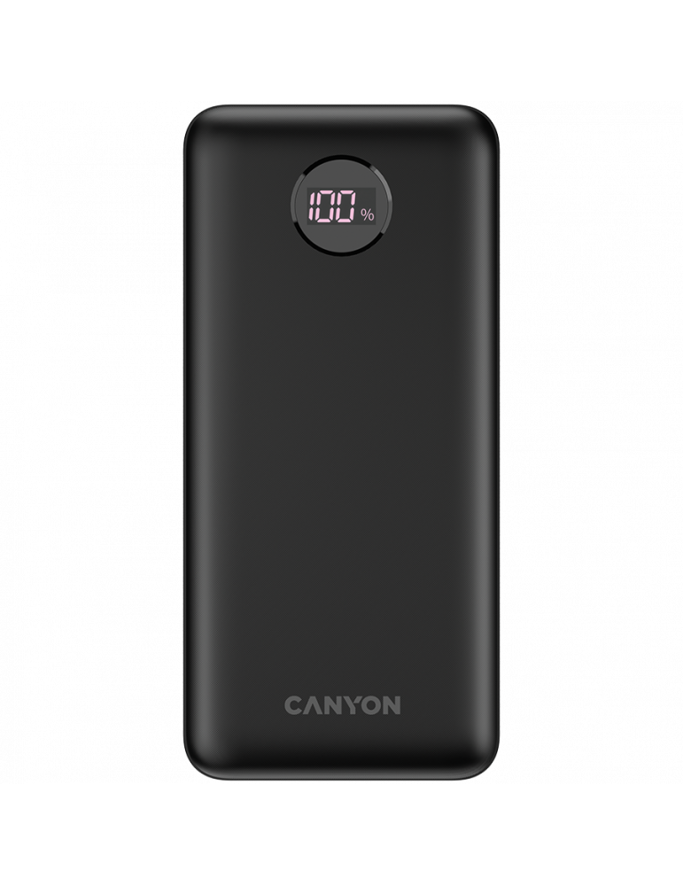 Външна батерия Canyon PB-2002 Power bank 20000mAh Li-poly battery, cable Type C, Black - CNE-CPB2002B