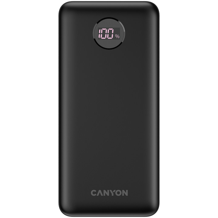 Външна батерия Canyon PB-2002 Power bank 20000mAh Li-poly battery, cable Type C, Black - CNE-CPB2002B