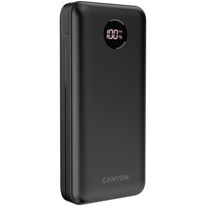Външна батерия Canyon PB-2002 Power bank 20000mAh Li-poly battery, cable Type C, Black - CNE-CPB2002B