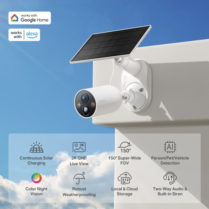 Безжична охранителна камера TP-Link Tapo C425 KIT, 2K QHD, слънчев панел - 2