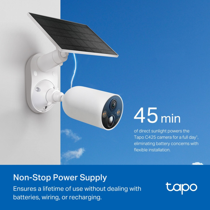 Безжична охранителна камера TP-Link Tapo C425 KIT, 2K QHD, слънчев панел - 4