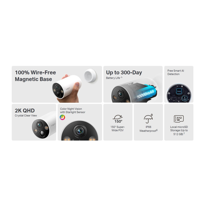 Охранителна камера TP-Link Tapo C425, 2K QHD, Full-Color Night Vision, Двупосочен аудио сигнал - 3