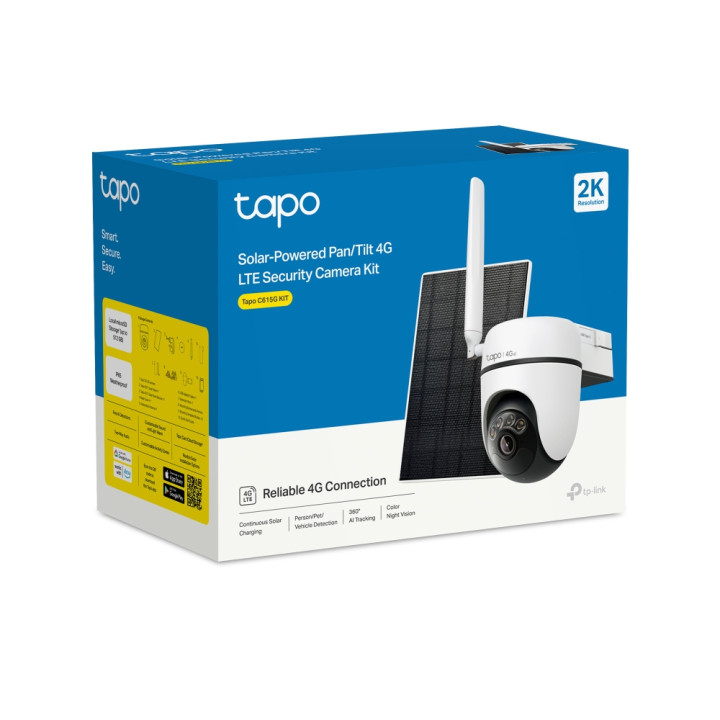 Охранителна камера TP-LINK Tapo C615G KIT, 3MP, Pan/Tilt, 4G LTE, Color Night Vision, 2-Way Audio - 12