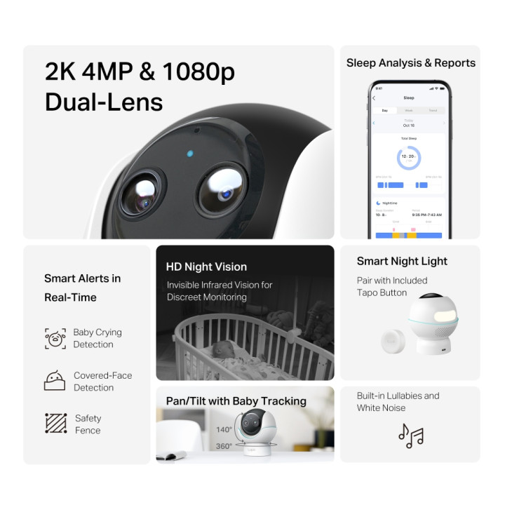 Интелигентна бебефон камера с двойна леща TP-Link Tapo C840 - 2