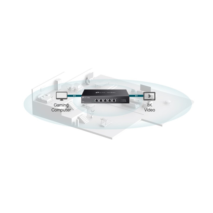 Мрежов комутатор TP-LINK Omada DS105X, 5 портa 10Gbps, Неуправляем - 6
