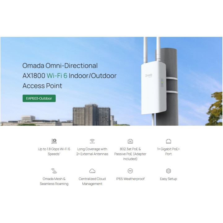 Точка за достъп TP-Link Omada EAP603-Outdoor, WiFi 6 AX1800, вътрешна/външна употреба - 4
