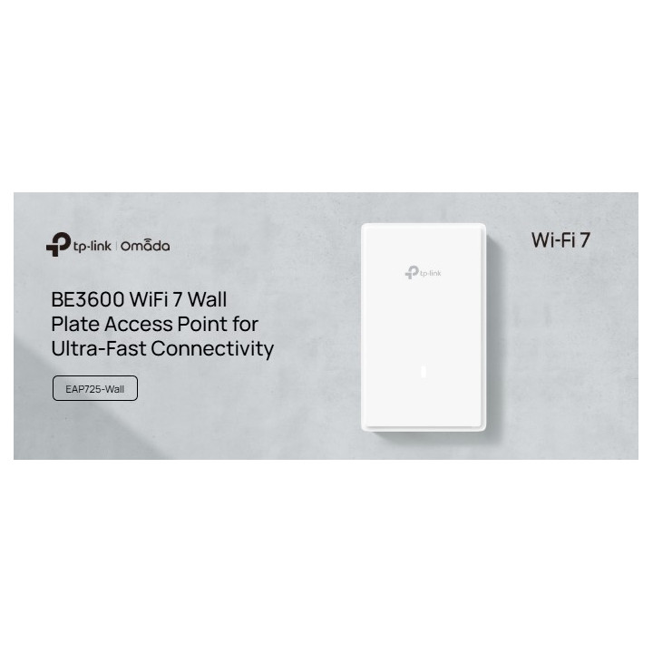 Точка за достъп TP-Link EAP725-Wall Omada BE3600, Wi-Fi 7, 5 GHz, 4× вътрешни антени, 1× 2.5G Ethernet + 2× Gigabit портове - 2