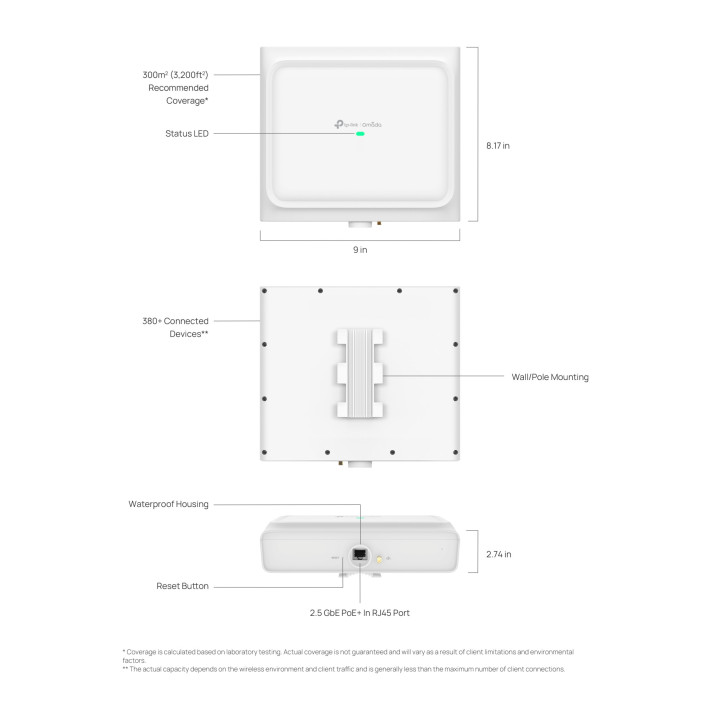 Точка за достъп TP-Link Omada EAP772-Outdoor, BE9300 Wi-Fi 7, трибандов, 2.4/5 GHz, външна/вътрешна - 9