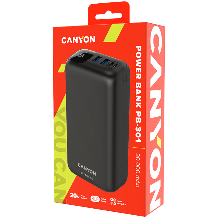 Външна батерия Canyon PB-301 Power bank 30000mAh Li-poly battery - CNE-CPB301B