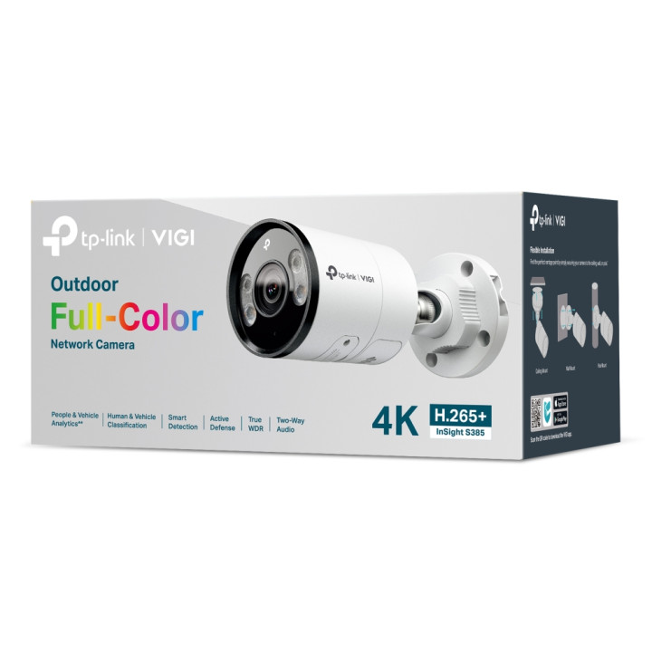 Външна мрежова камера TP-Link VIGI InSight S385, 8MP 4K, 4mm обектив, Bullet, Бял - InSight S385(4mm) - 2