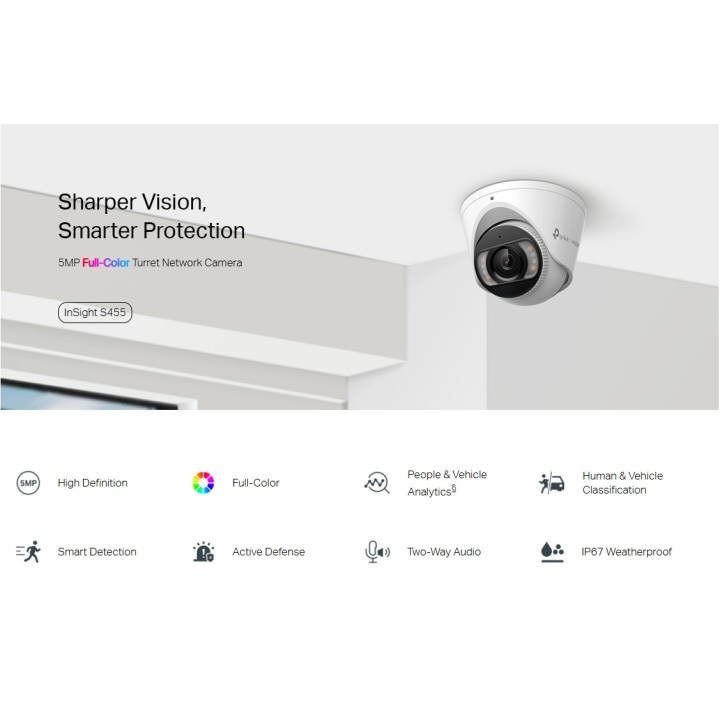 Мрежова камера TP-Link VIGI InSight S455, 5MP, 4mm, IP67, Бял - InSight S455(4mm) - 2