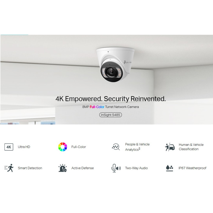 Мрежова камера TP-Link VIGI InSight S485, 8MP, 3840x2160@12.5fps, IP67, 2.8mm - InSight S485(2.8mm) - 2