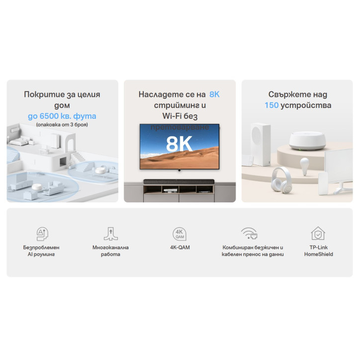 Безжична мрежова система TP-Link Deco BE22, BE3600 Wi-Fi 7 Mesh (2-pack) - 2