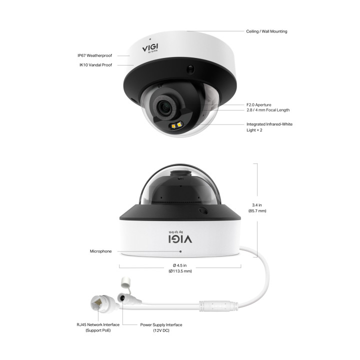 Мрежова куполна камера TP-Link InSight S225, 2MP, 4mm, IP67, PoE - InSight S225(4mm) - 7