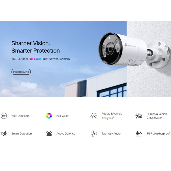 Мрежова камера TP-Link VIGI InSight S345, 4MP, 2688x1520, външна пълноцветна Bullet - InSight S345(6mm) - 3