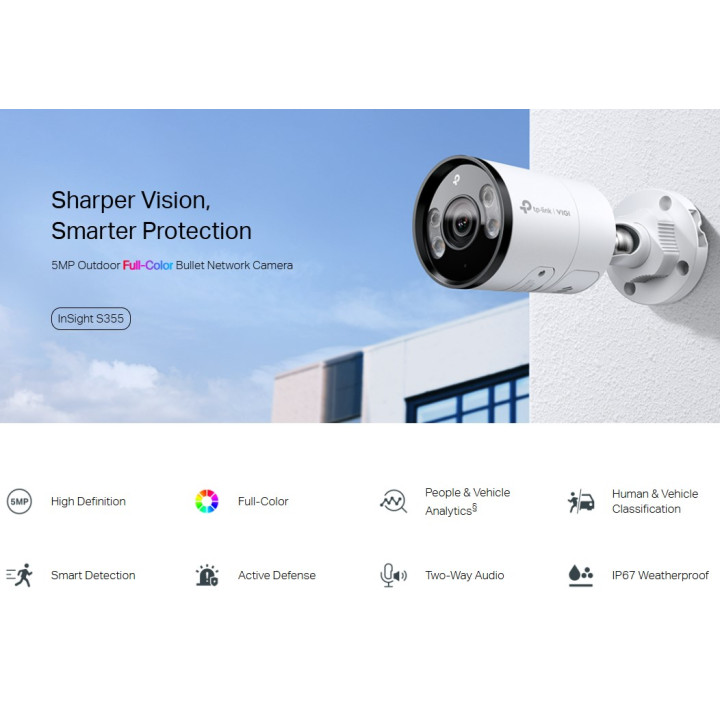 Мрежова камера TP-Link VIGI InSight S355, 5MP, 6mm обектив, булет, външна, пълноцветна - InSight S355(6mm) - 2