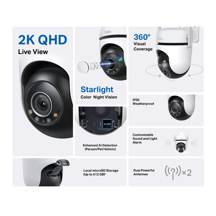 Външни охранителна камера TP-LINK Tapo C520WS, 2K QHD панорамна - 2