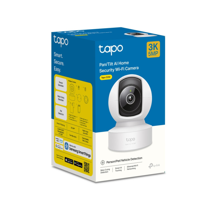 Wi-Fi камера за наблюдение TP-LINK Tapo C232, 1/3" CMOS, 4mm обектив, AI Detection, вътрешен монтаж - 9