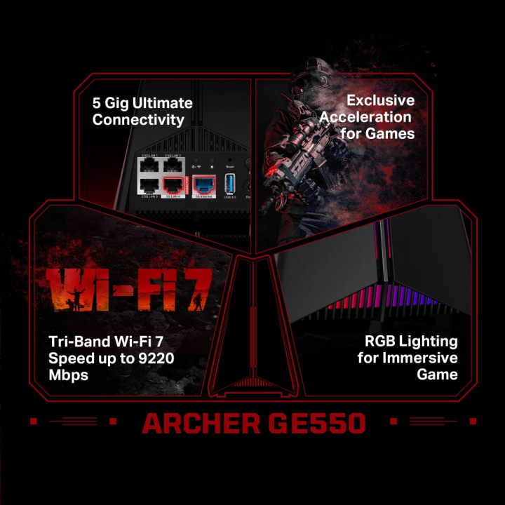 Трибандов Wi-Fi 7 рутер TP-Link Archer GE550 BE9300 - 2