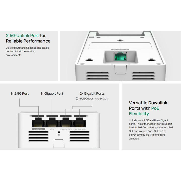 Точка за достъп TP-Link EAP775-Wall, Wi-Fi 7 BE9300, Вътрешен монтаж, PoE - 5