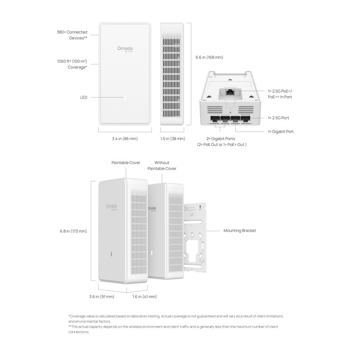 Точка за достъп TP-Link EAP775-Wall, Wi-Fi 7 BE9300, Вътрешен монтаж, PoE - 8