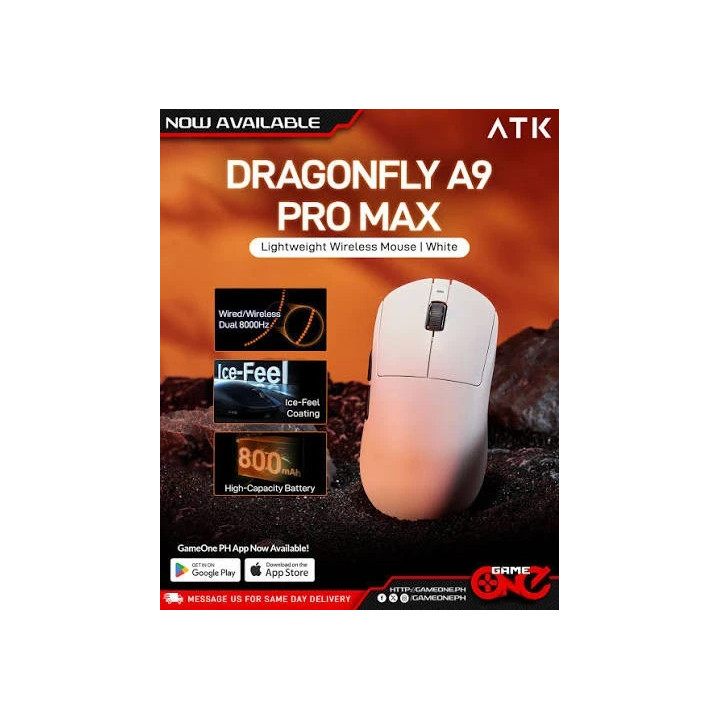 Безжична геймърска мишка ATK A9 Pro Max 2.0, Tri-mode Nearlink, 8K Hz, 26000 DPI, Бяла - ATK-A9-PRO-MAX-2.0-WH - 2