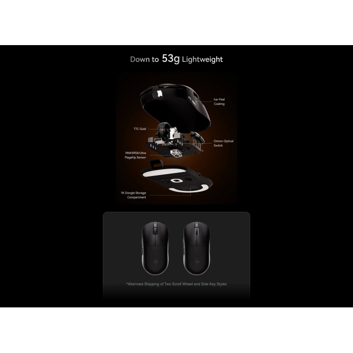Безжична геймърска мишка ATK A9 2.0, Бяла, Оптична, 26000 DPI, 1000Hz, PixArt PAW3395 SE - ATK-A9-2.0-WH - 5