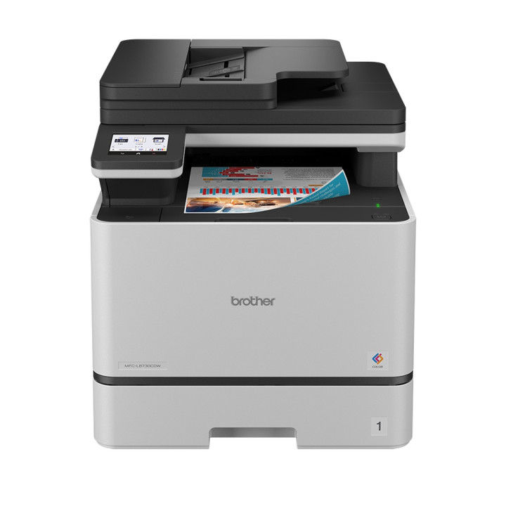 Цветен лазерен многофункционален принтер Brother MFC-L8730CDW, 31 ppm, 600x600 dpi, Gigabit Ethernet, Wi-Fi, Цветен сензорен екр
