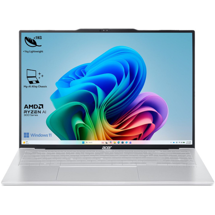 Лаптоп Acer Swift Air 16 SFA16-61M-R3XW, 16" WUXGA OLED, AMD Ryzen AI 7 350, 16GB LPDDR5, 1TB SSD, Windows 11 Home - NX.DHYEX.00