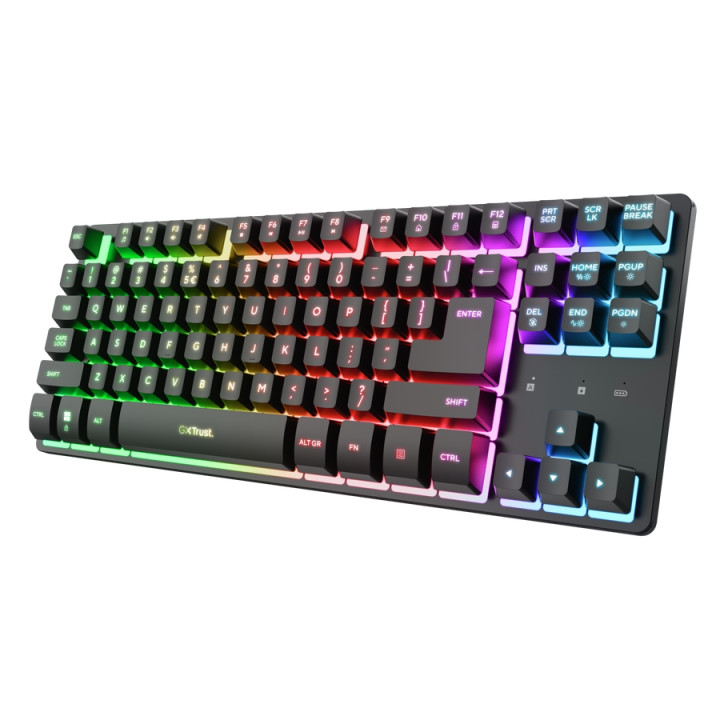 Безжична механична геймърска клавиатура TRUST GXT831 Thado TKL, Wireless, RGB подсветка, Black - 26169 - 1
