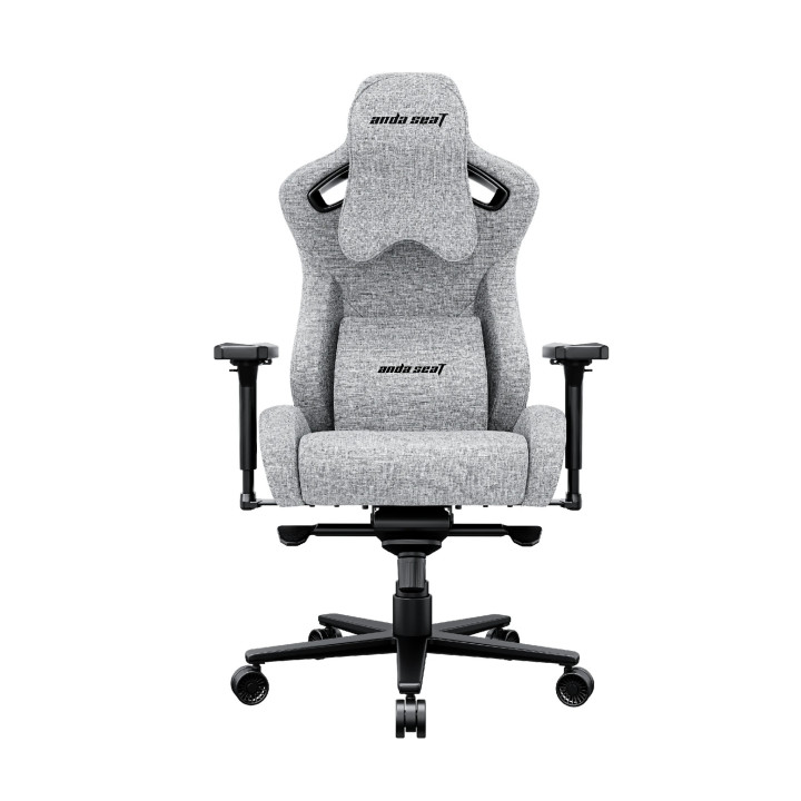 Геймърски стол Anda Seat Kaiser 2 Pro, XL, Сив текстил, 150kg товароносимост, 4D подлакътници, със възглавници за глава и кръст 