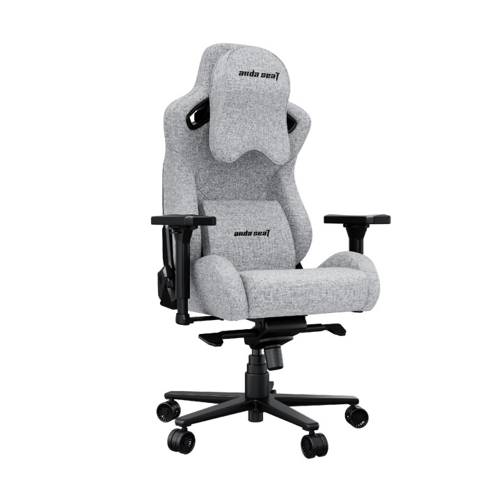 Геймърски стол Anda Seat Kaiser 2 Pro, XL, Сив текстил, 150kg товароносимост, 4D подлакътници, със възглавници за глава и кръст 