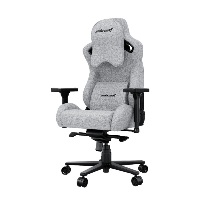 Геймърски стол Anda Seat Kaiser 2 Pro, XL, Сив текстил, 150kg товароносимост, 4D подлакътници, със възглавници за глава и кръст 