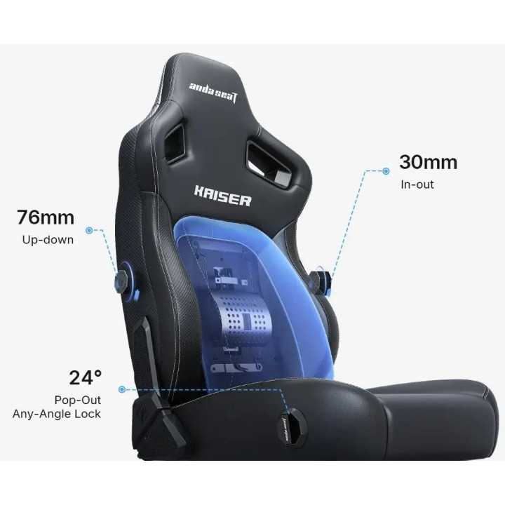 Геймърски стол Anda Seat Kaiser 4 V2, L размер, текстил, тъмносив, 120 kg макс. тегло - AD12YDDC-L-20-GB-CF-03 - 7