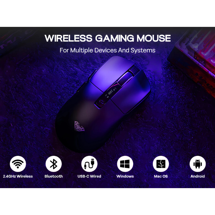 Безжична геймърска мишка Aula SC590 PRO, 20000 DPI, PAW3311 сензор, 6 програмируеми бутона, Черна - SC590-PRO-BK - 2