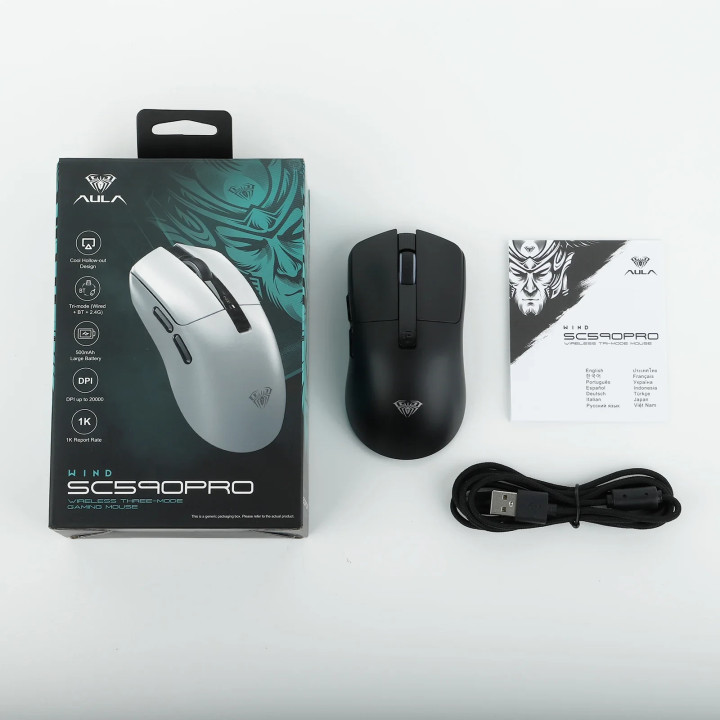 Безжична геймърска мишка Aula SC590 PRO, 20000 DPI, PAW3311 сензор, 6 програмируеми бутона, Черна - SC590-PRO-BK - 4