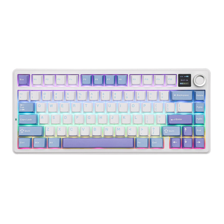 Bluetooth механична геймърска клавиатура Aula F75 MAX, 75%, Reaper Switch Linear, RGB подсветка, 4000mAh батерия - F75MAX-WBP-RS