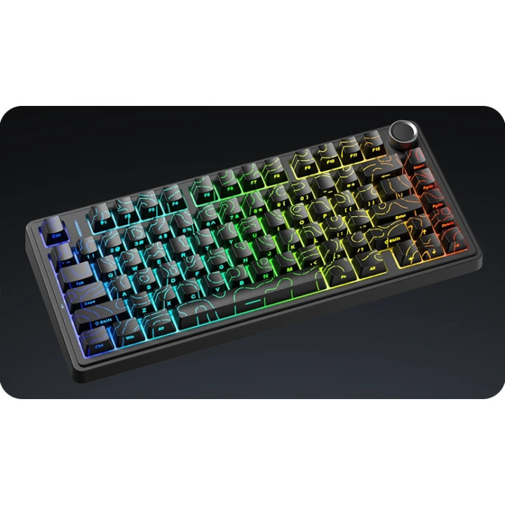 Bluetooth механична геймърска клавиатура Aula F75HE, 75% 80 клавиша, Magnetic Linear Black King, RGB подсветка, 4000mAh батерия 