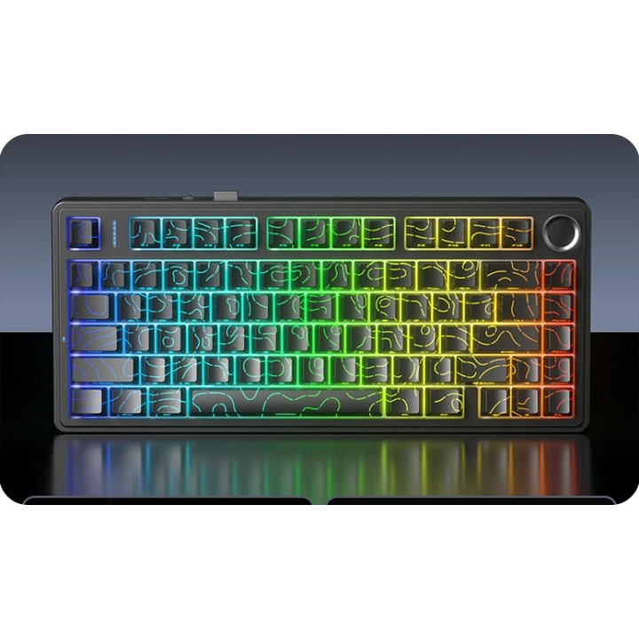 Bluetooth механична геймърска клавиатура Aula F75HE, 75% 80 клавиша, Magnetic Linear Black King, RGB подсветка, 4000mAh батерия 