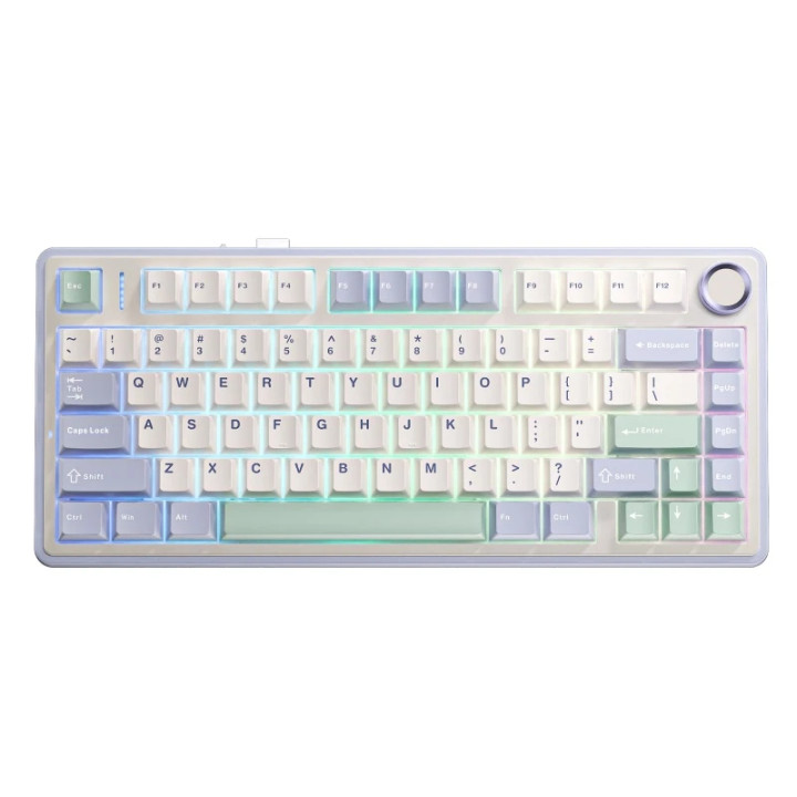 Bluetooth механична геймърска клавиатура Aula F75, 75% компактна, Reaper Switch Linear, RGB подсветка, 80 клавиша, PBT капачки -